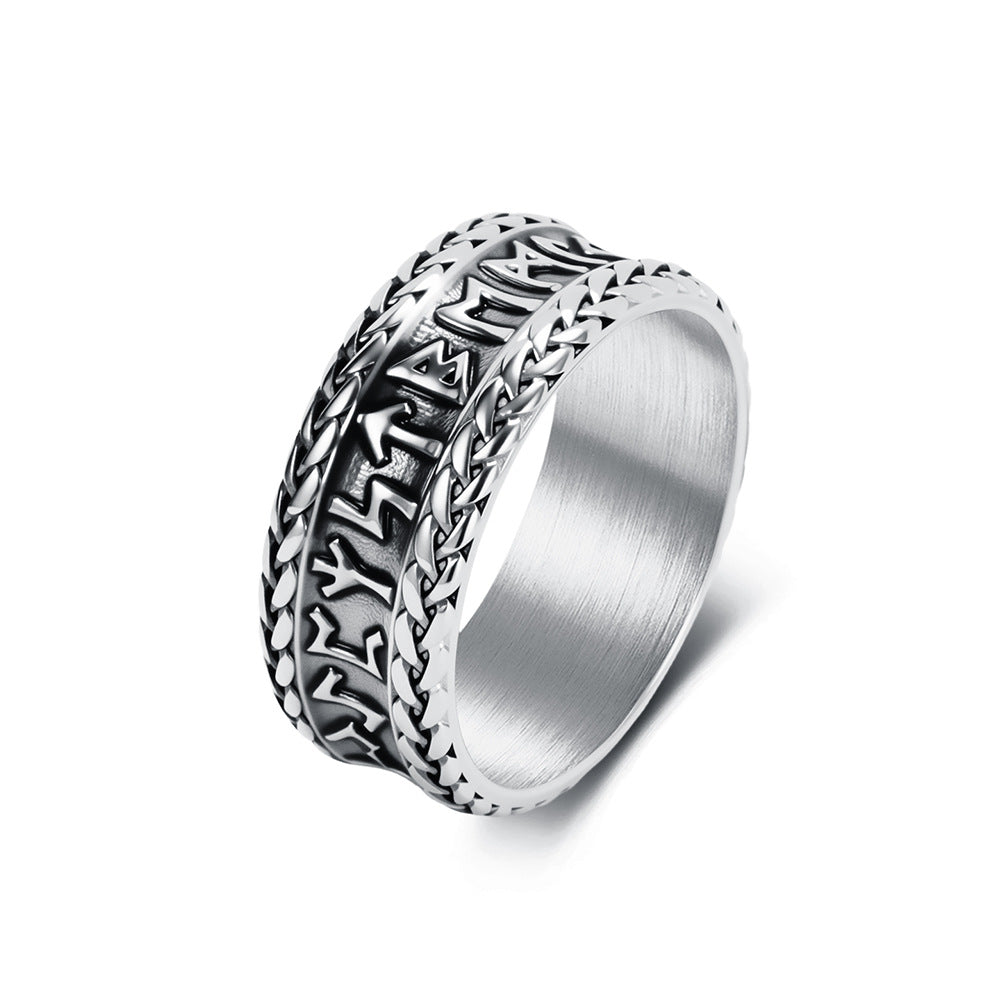 Planderful Titanium Steel Viking Ring For Men Bold Retro Nordic Jewelry Everyday Genie Collection