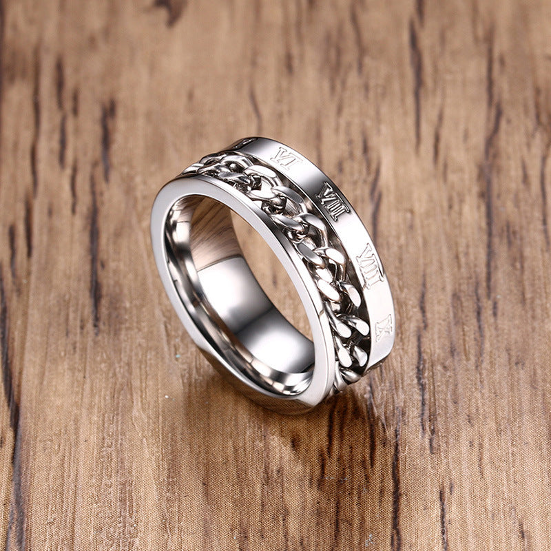 Beer Bottle Cap Ring Titanium Steel Roman Numerals Ring