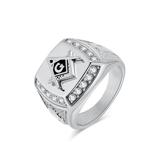 Cross-Border Retro Hip-Hop HIOHOP Titanium Steel Ring for Men