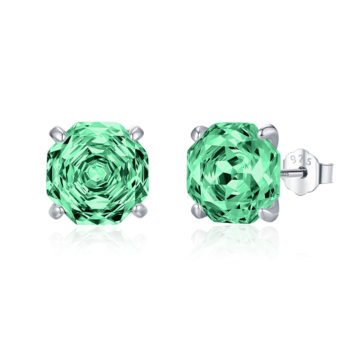 925 Sterling Silver Paraiba-Color Rose-Cut Stud Earrings