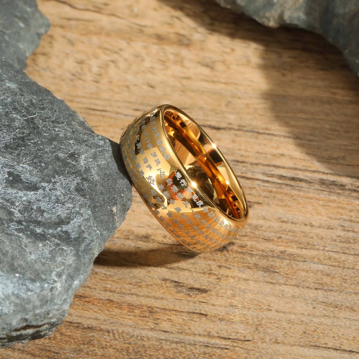 Jewelry Fashion Tungsten Steel Ring Laser Scripture Heart