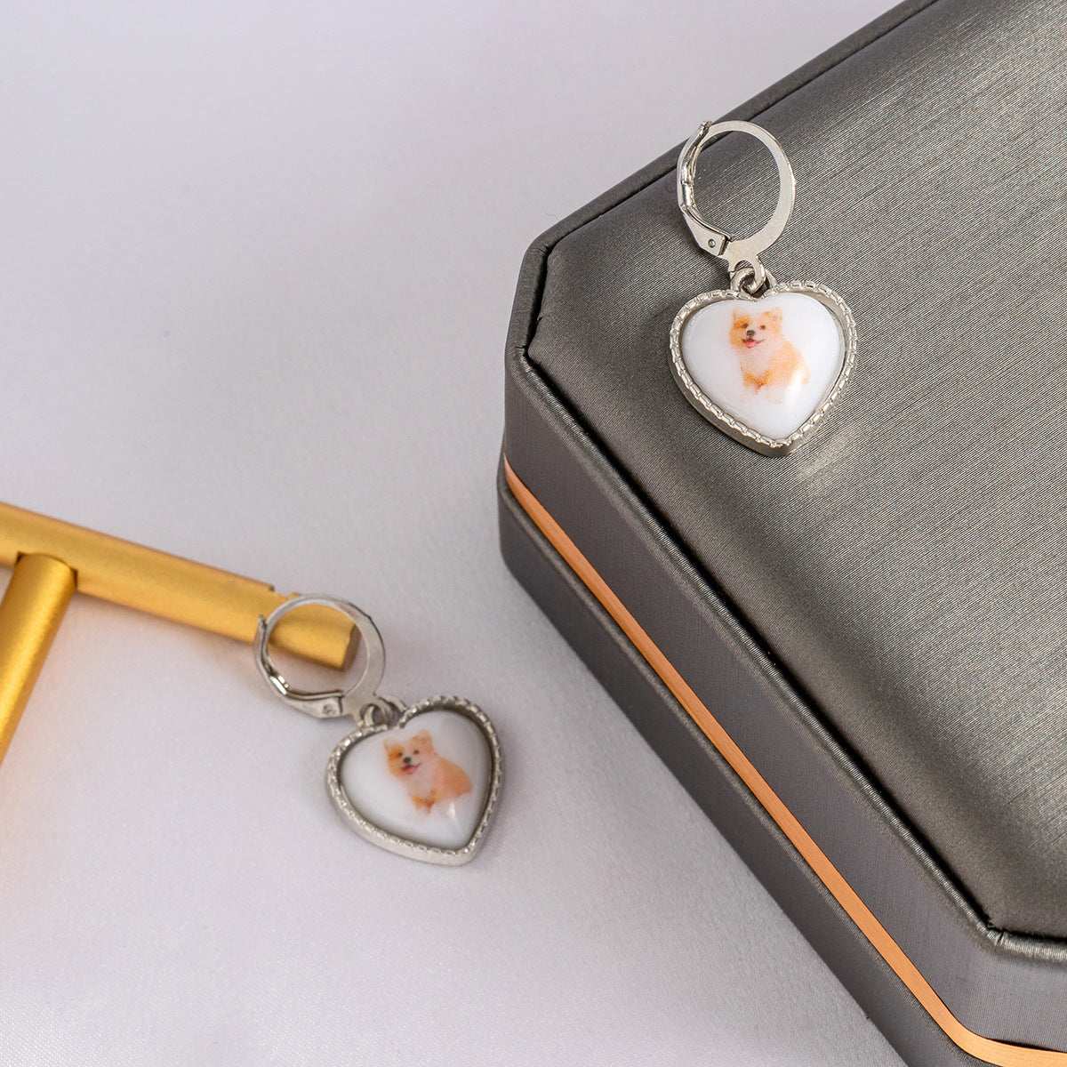 Creative Acrylic Heart-shaped Stud Earrings with Animal Designs for Women