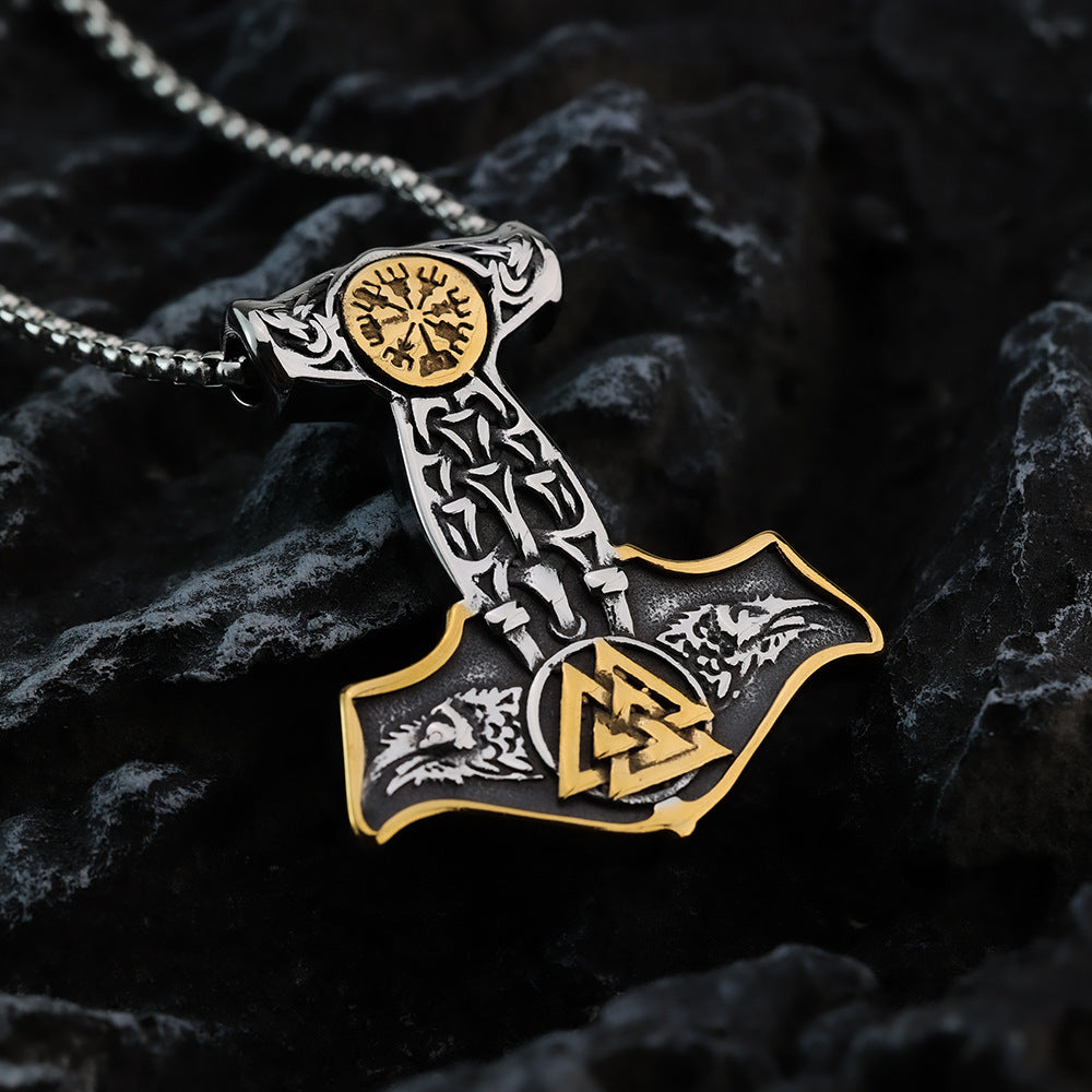 European And American Jewelry Wholesale Titanium Steel Pendant Necklace Hollow Viking Celtic Knot Hip Hop Style For Men