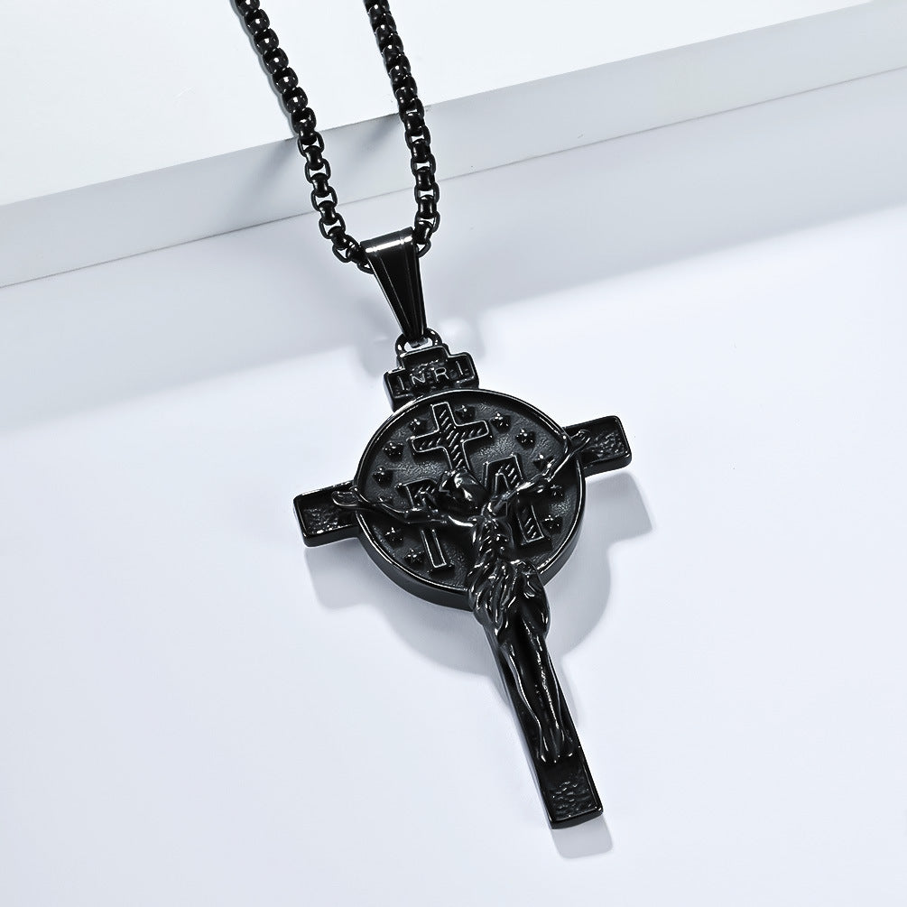Planderful Cross Necklace For Men Durable Titanium Steel Retro Pendant For Everyday Style