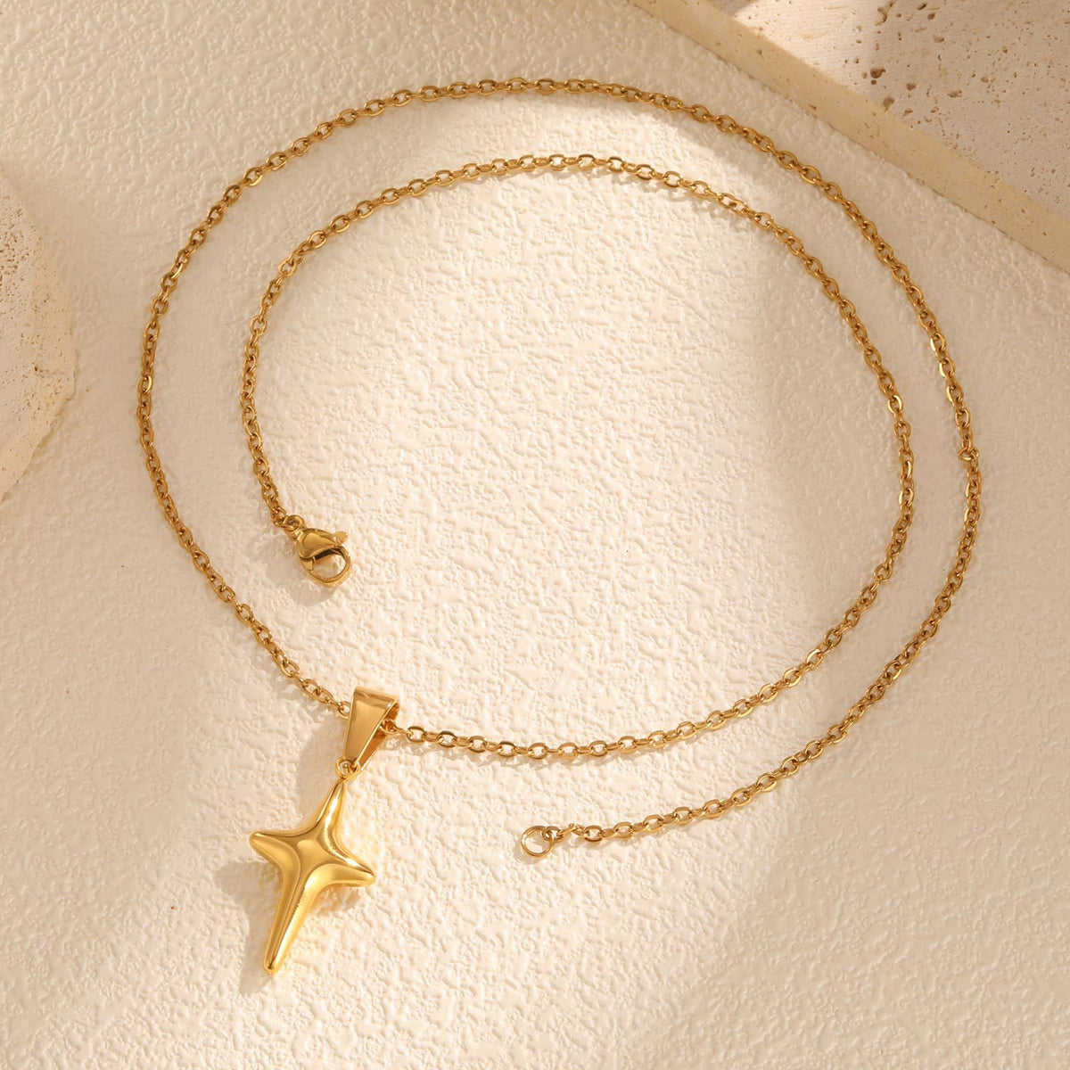 Flower Geometric Gold-Plated Stainless Steel Necklace