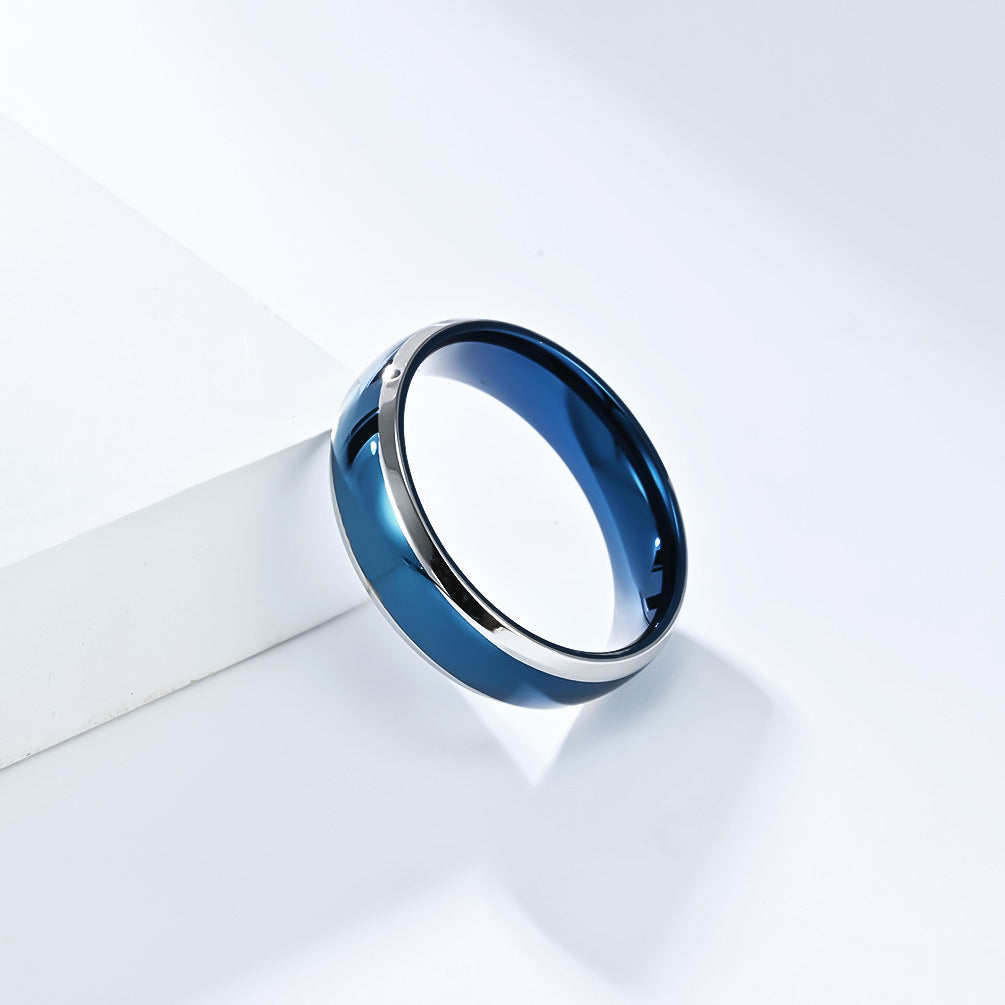 Planderful Everyday Genie Two Tone Titanium Steel Ring For Men Glossy Modern Jewelry