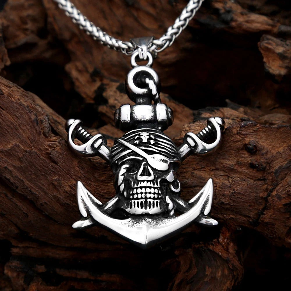 Vintage Skull Viking Stainless Steel Men's Pendant Necklace