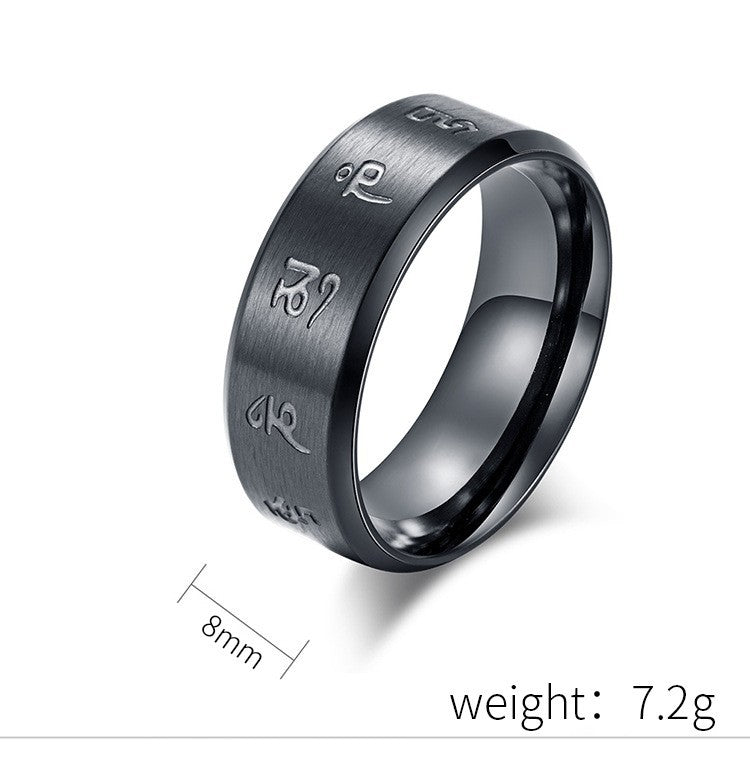 Steel Ring – Elegant Rotatable Tibetan Chinese Style Mens Stress Relief Accessory By Planderful