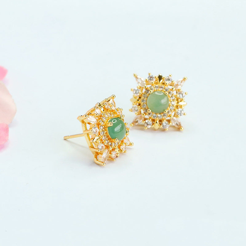 Blue-Water Jadeite Starfall Stud Earrings