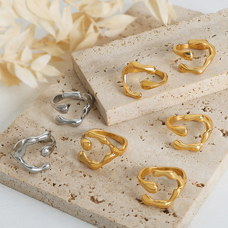 Luxurious Personalized Gold-Plated Titanium Steel Ring - Exquisite Design