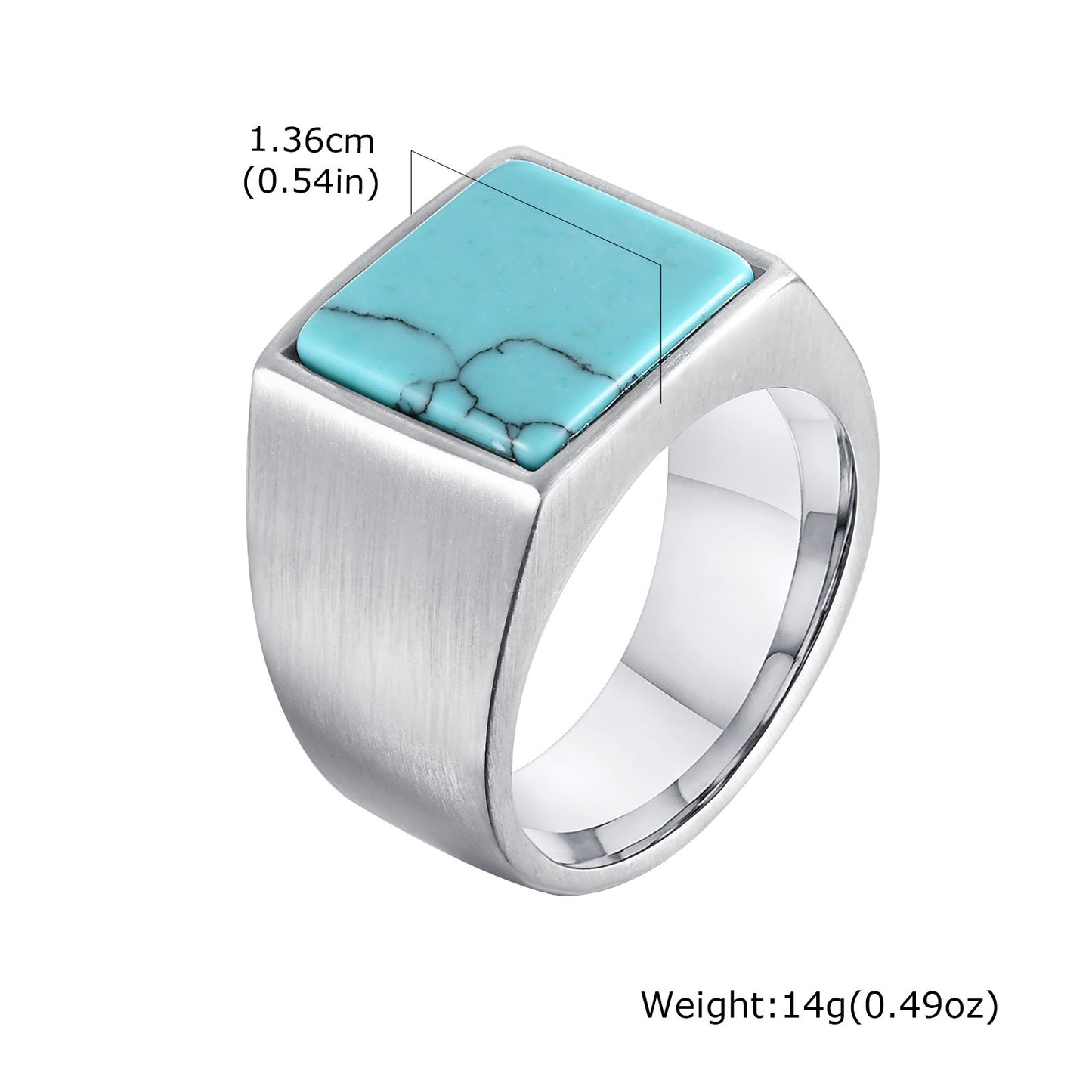 Retro Mens Punk Turquoise Titanium Steel Chain Ring