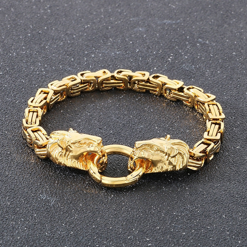 Planderful Lion Head Titanium Hip Hop Chain Bracelet For Men