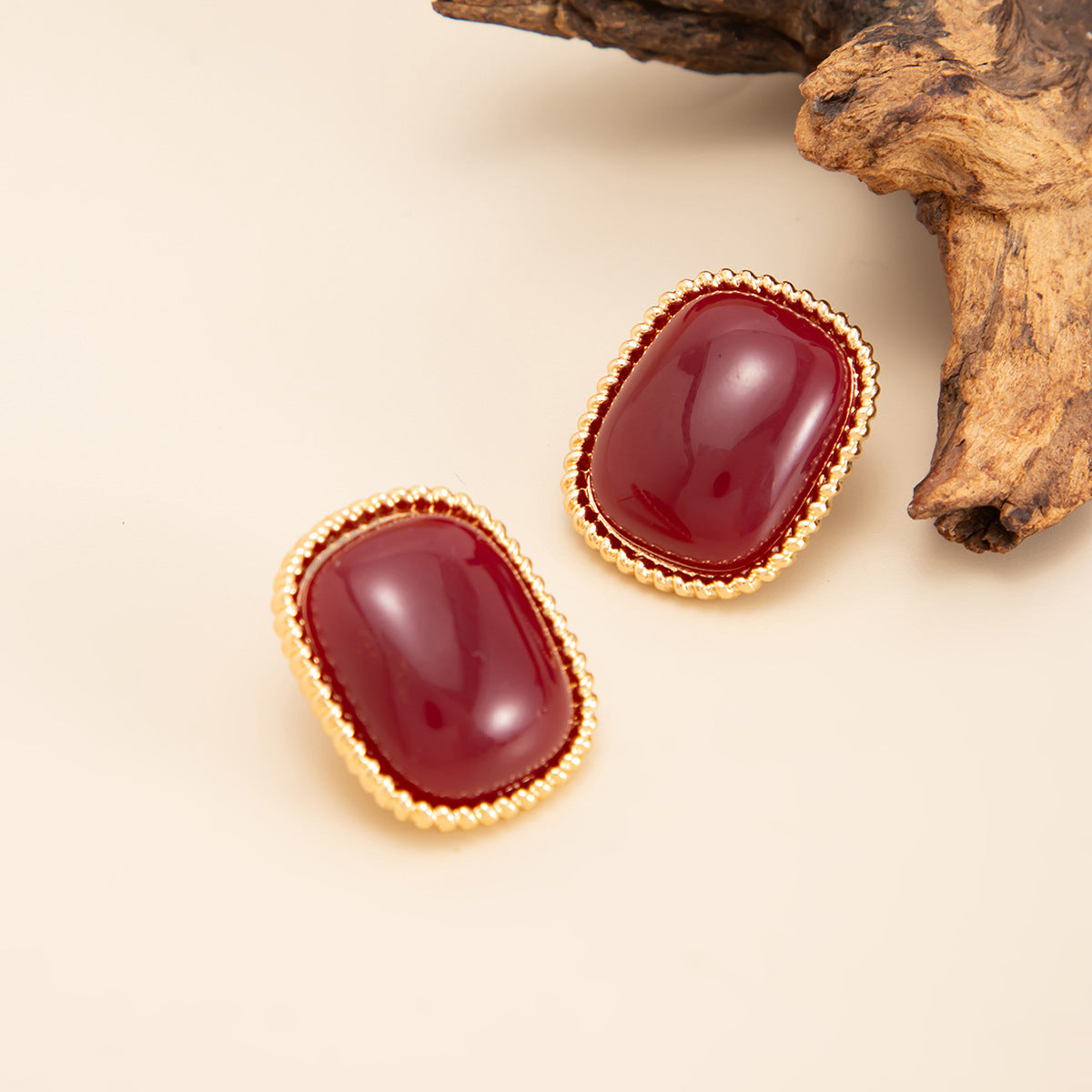 Planderful Vienna Verve Tiger's Eye Square Stud Earrings For Women Elegant Geometric Retro Jewelry