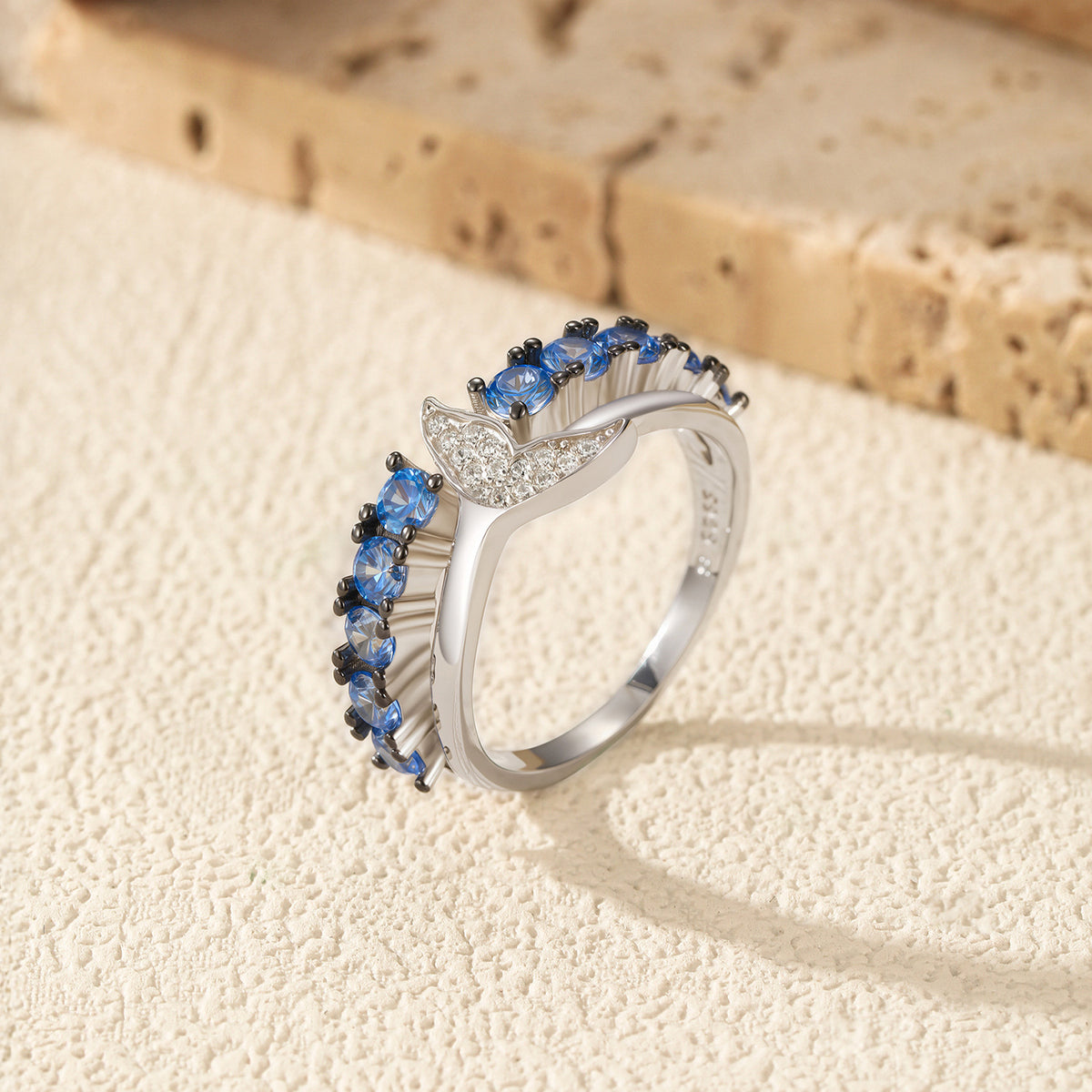 925 Sterling Silver Blue Mermaid Tail Ring
