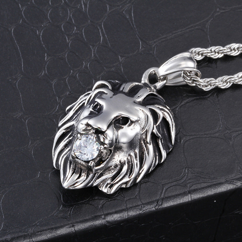 Titanium Steel Lion Head Pendant for Men, Stylish Jewelry Gift for Him
