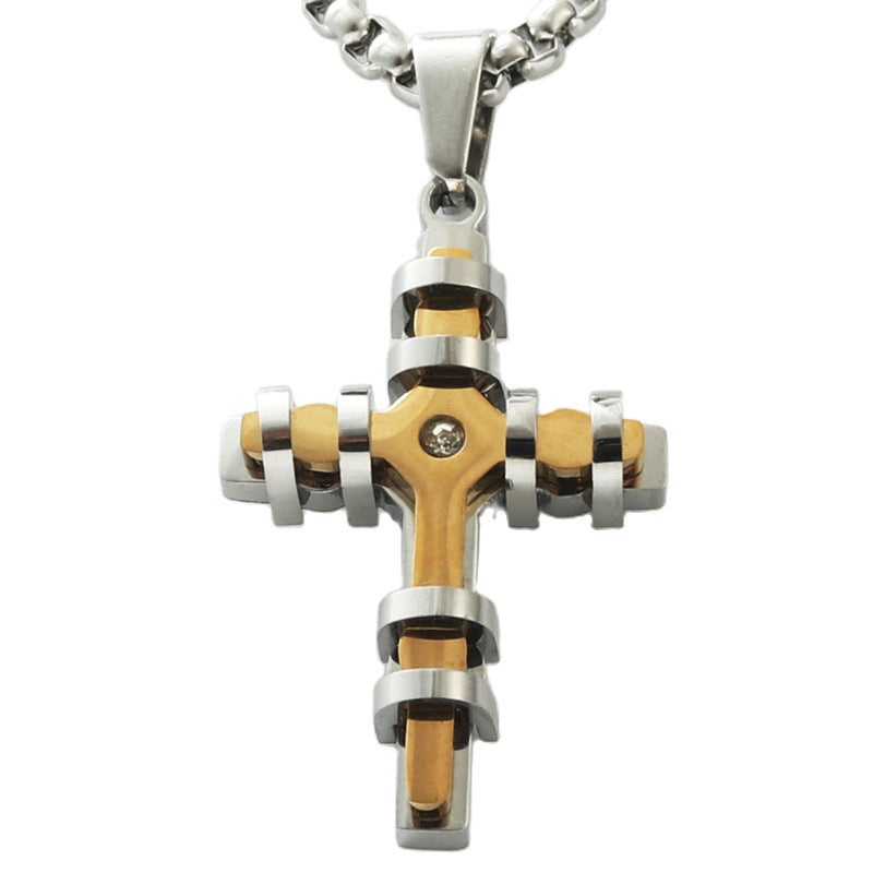 Personalized Retro Titanium Steel Cross Pendant Necklace for Men - Trendy Stainless Steel Jewelry