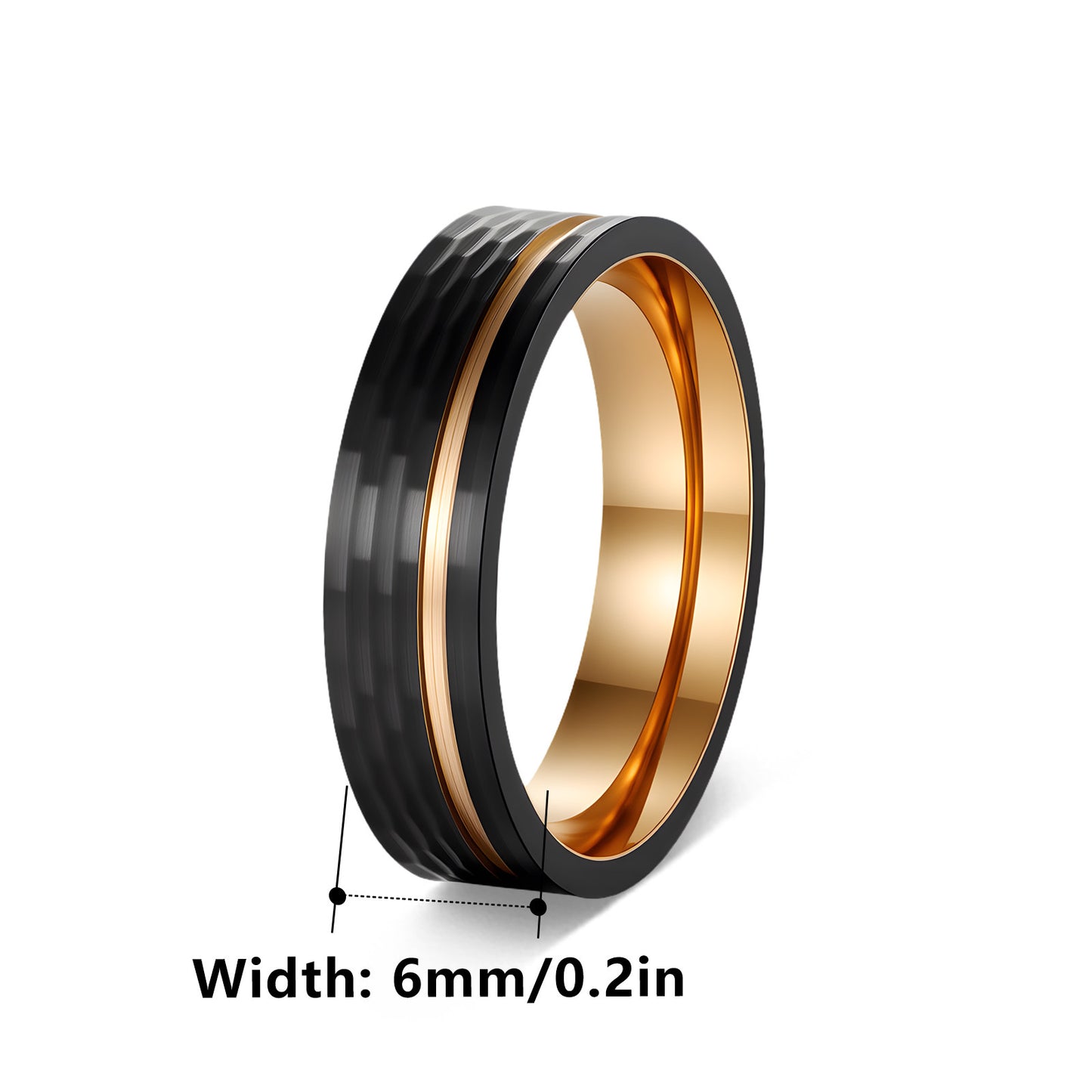 Stainless Steel Ring 6mm Black Rose Gold Groove Design Unisex For Couples Planderful Everyday Genie