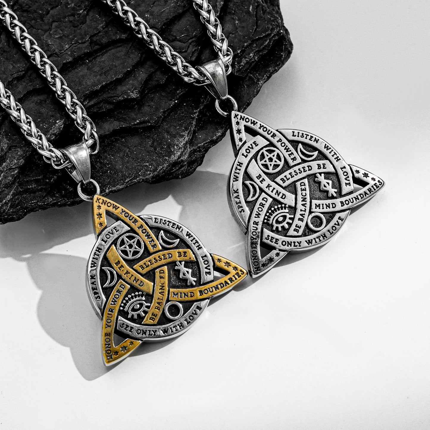 Planderful Viking Symbol Pendant For Men Bold Steel Necklace Trendy European American Fusion Jewelry