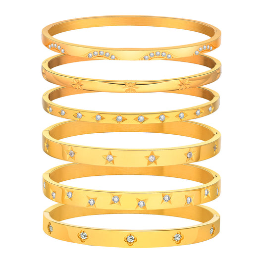 Flower Zircon Stainless Steel Bracelet for Women