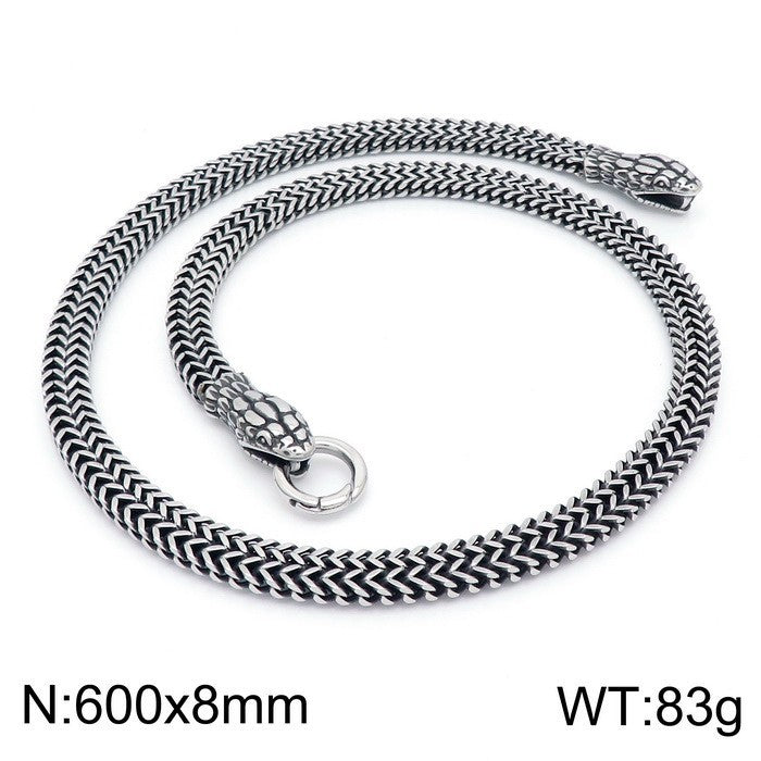 Planderful Men Snake Necklace Titanium Steel Punk Style