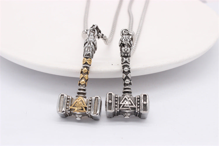 Planderful Thor's Hammer Pendant Titanium Steel Unisex Durable Protection Amulet For Men