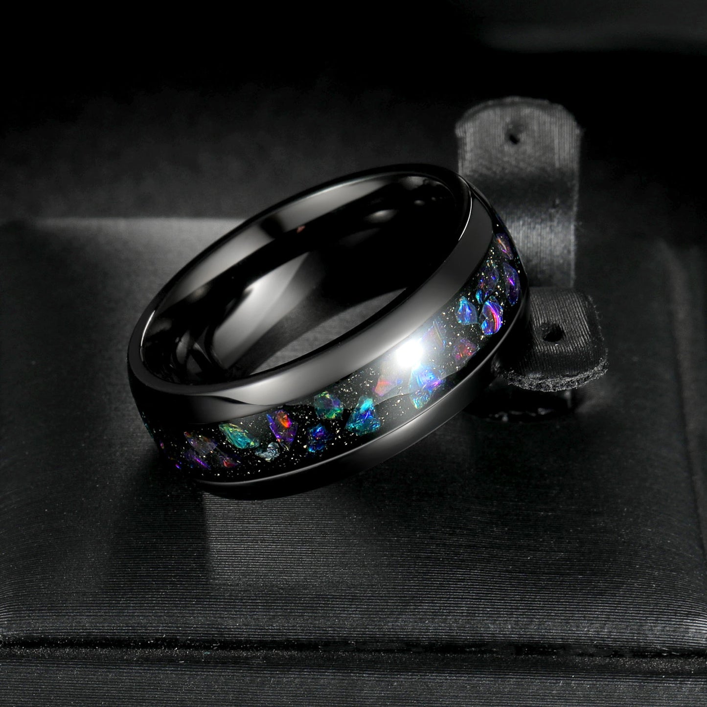 Planderful Everyday Genie Titanium Steel Ring 8mm Unisex Couple Wedding Band Star Design Durable