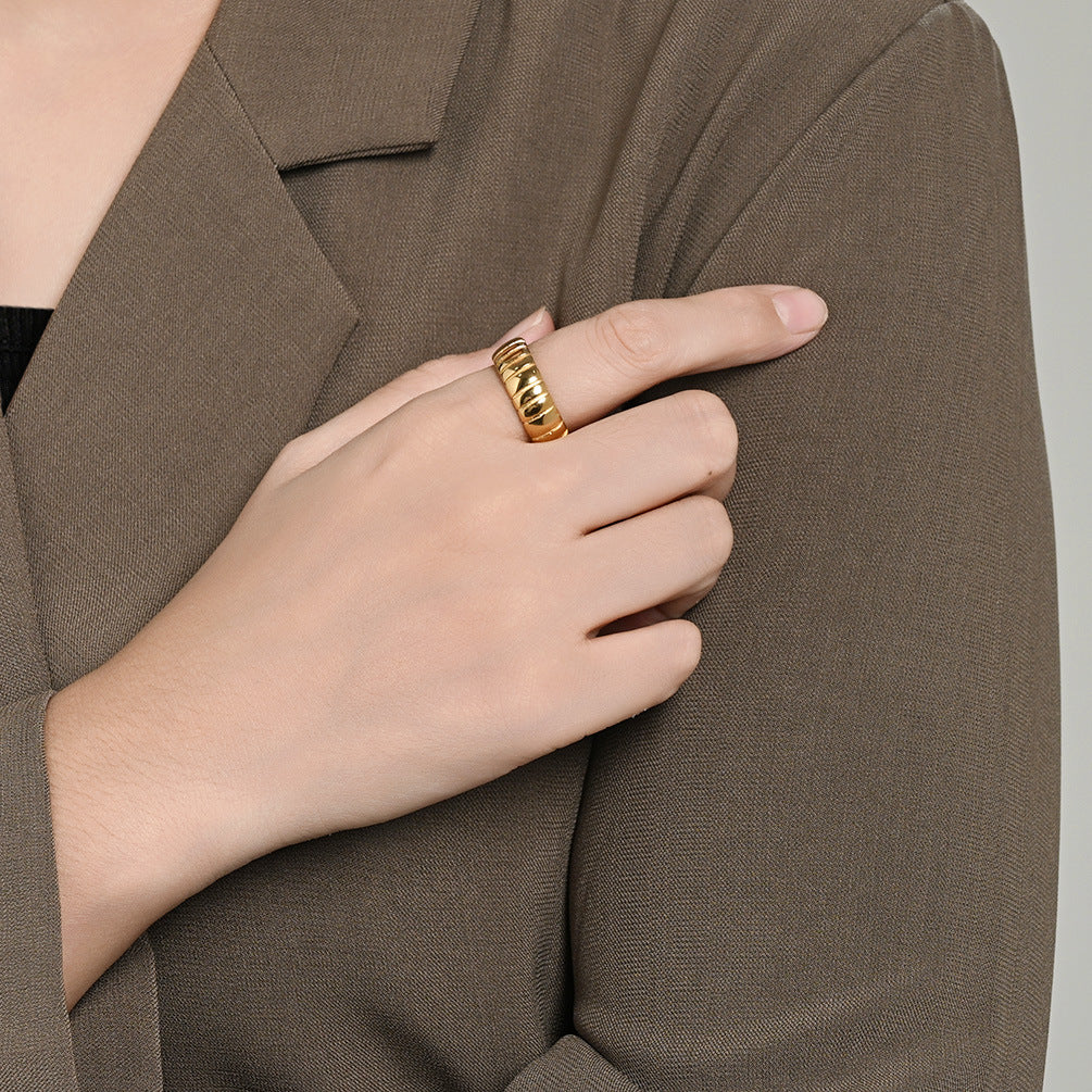 Planderful Everyday Genie 18K Gold Plated Stainless Steel Ring For Women Durable Does Not Fade Statement Jewelry