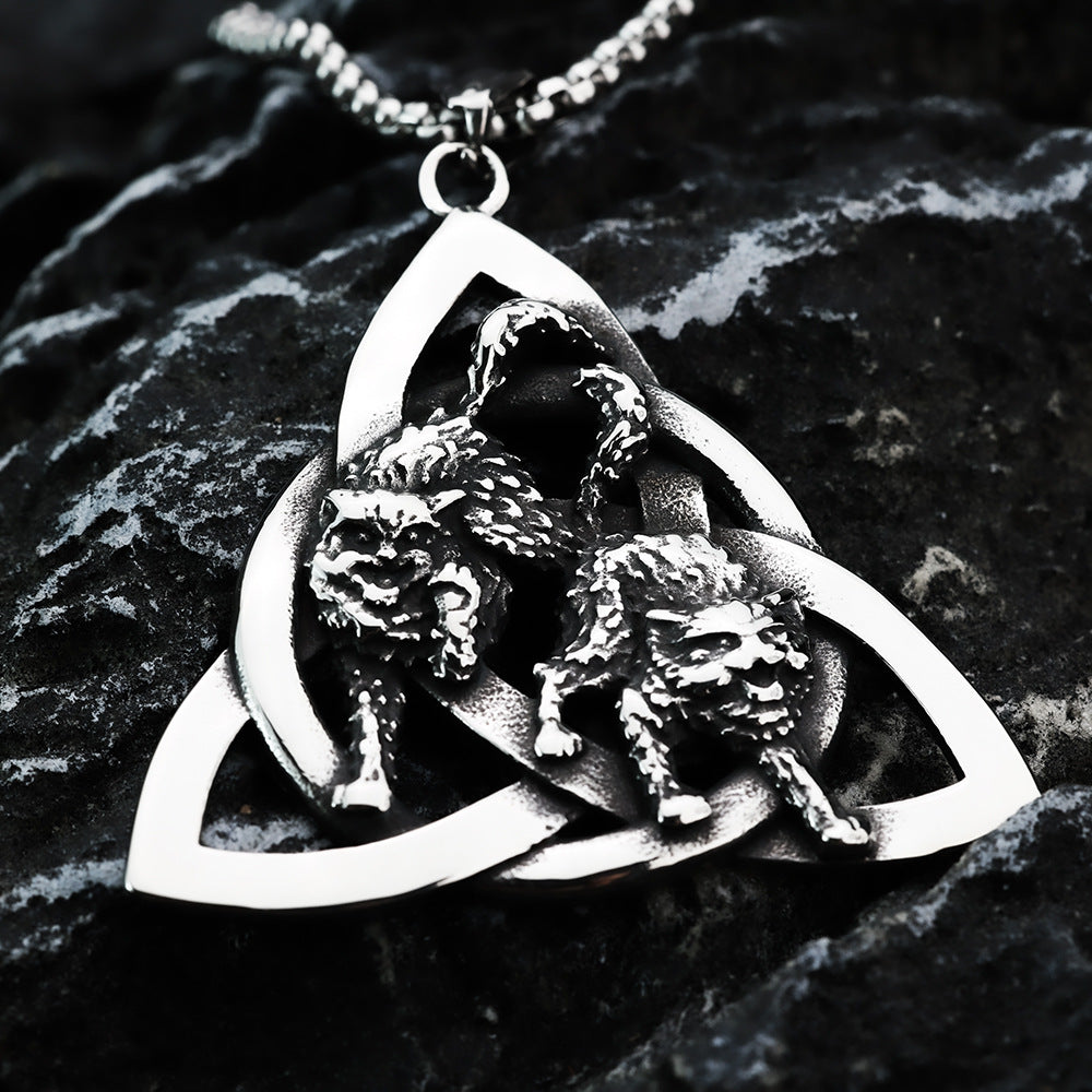 European And American Retro Men's Pendant Viking Wolf Celtic Knot