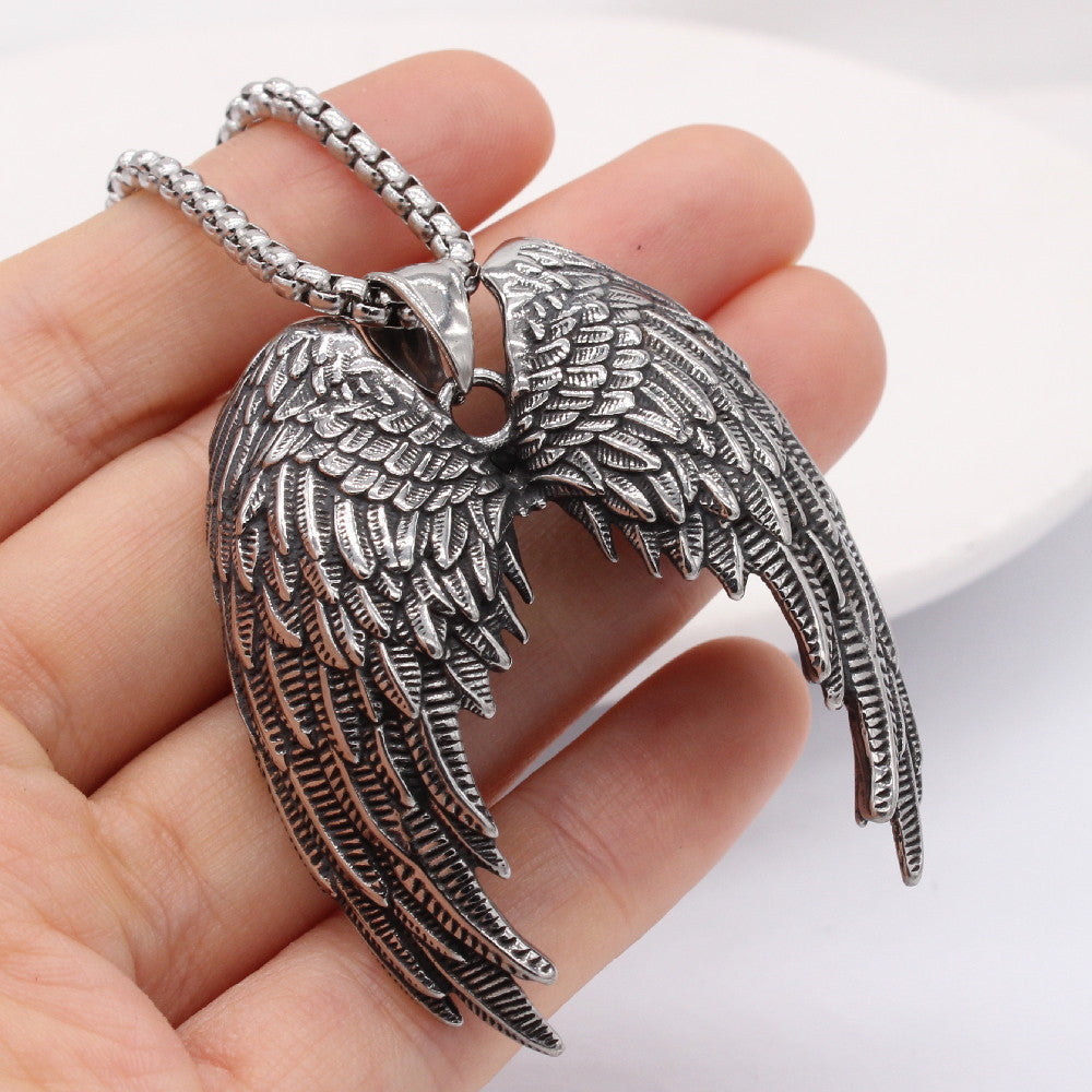 Fallen Angel Wings Pendant Titanium Steel Unisex Jewelry By Planderful For Men And Women Protection Symbol