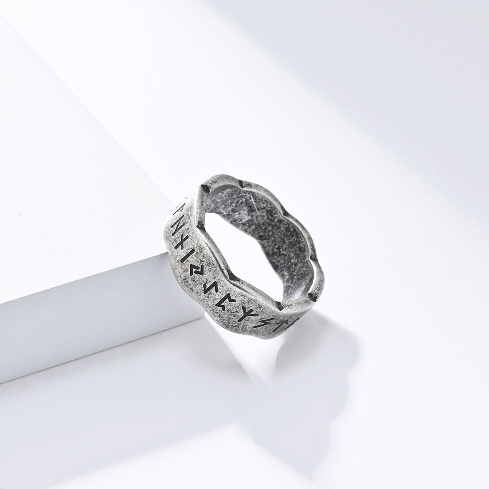 Planderful Viking Ring For Men Nordic Style Retro Titanium Steel Jewelry With Bold Cultural Appeal