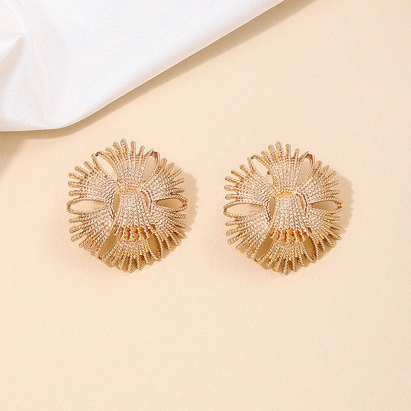 Medieval Elegance: Vienna Verve Metal Tassel Chest Flower Earrings