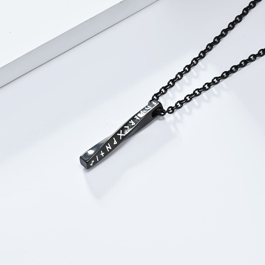 Nordic Viking Text Mobius Titanium Steel Necklace for All
