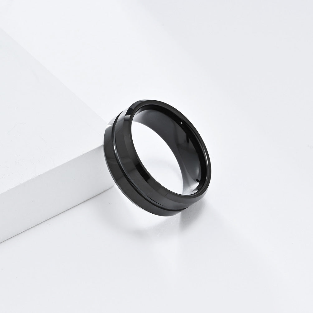 Cross-Border Simple 8mm Tungsten Steel Ring for Men