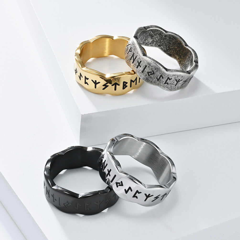 Planderful Viking Ring For Men Nordic Style Retro Titanium Steel Jewelry With Bold Cultural Appeal