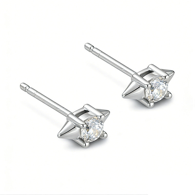 Geometric Conical Earrings Jewelry Daily Sterling Silver Single Zircon Small