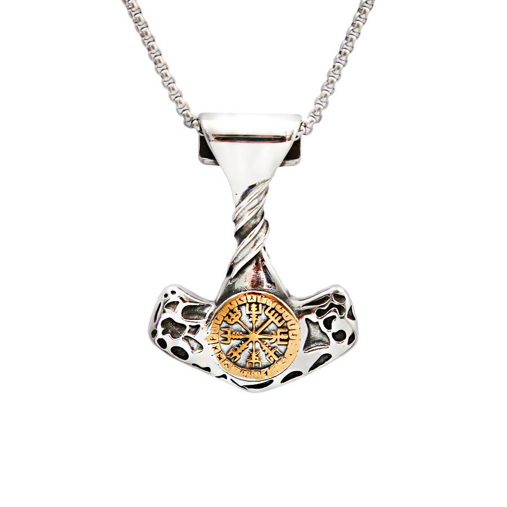 AliExpress Hot Sale Titanium Steel Compass Rune Necklace