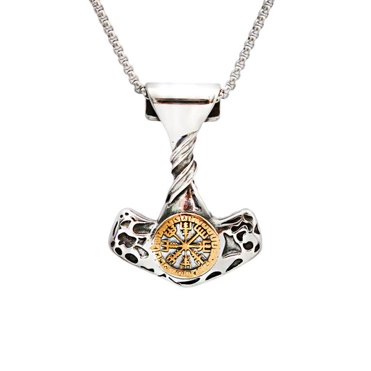 AliExpress Hot Sale Titanium Steel Compass Rune Necklace