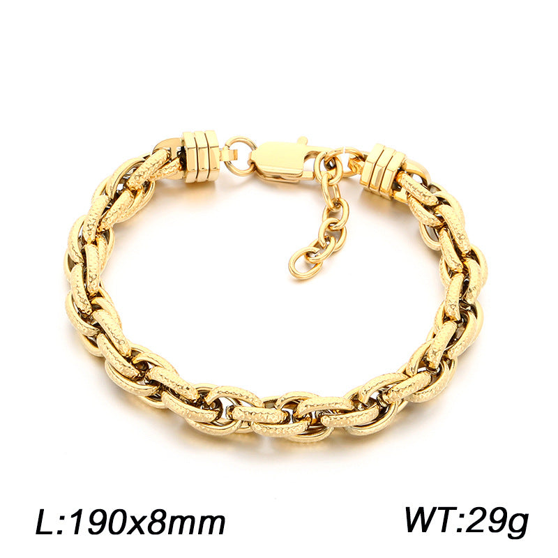 With Extension Chain Bracelet – Beating Pattern Handmade Twist Chain Men's Stainless