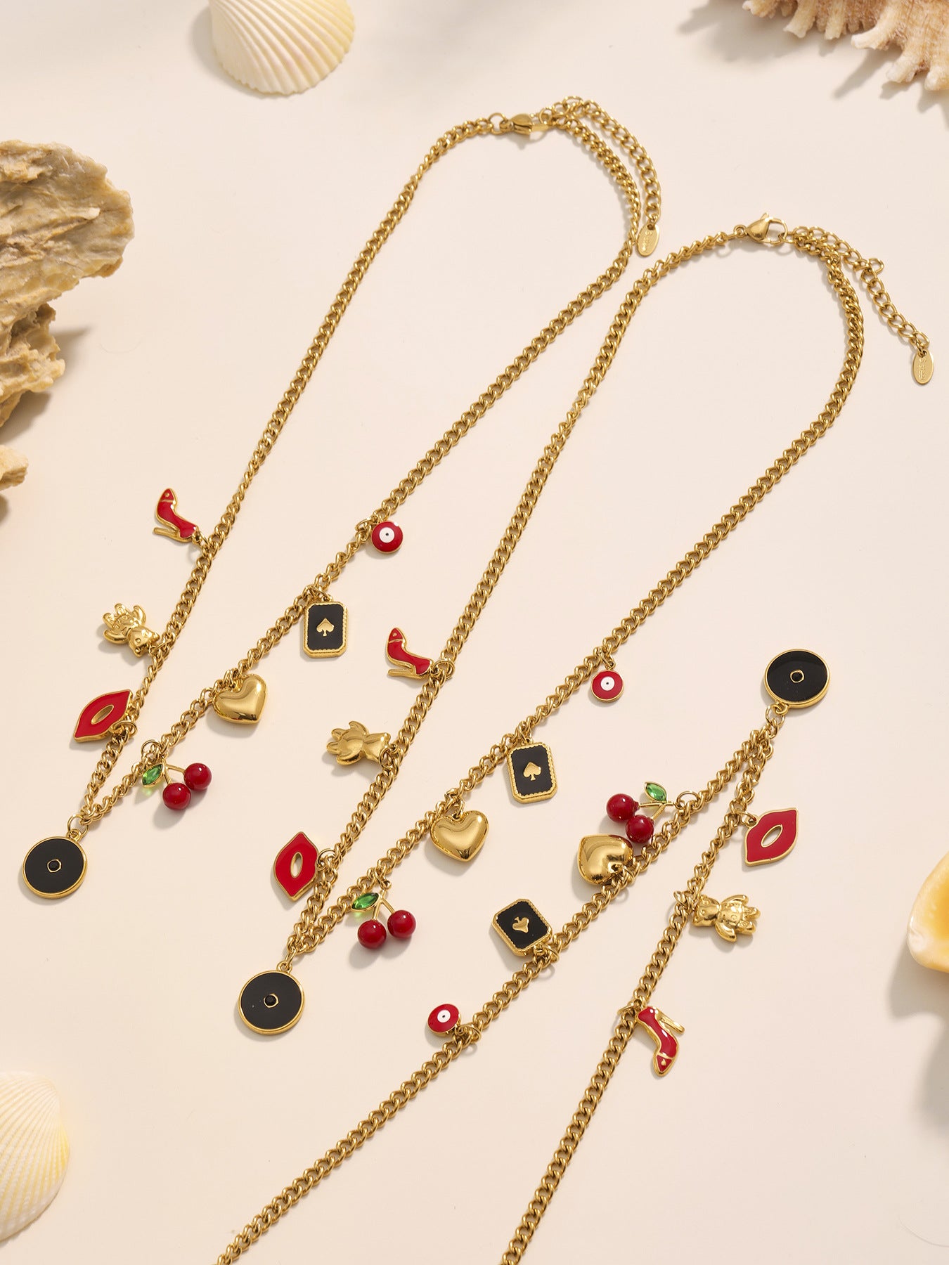 Planderful Everyday Collarbone Necklace 18K Gold Enamel