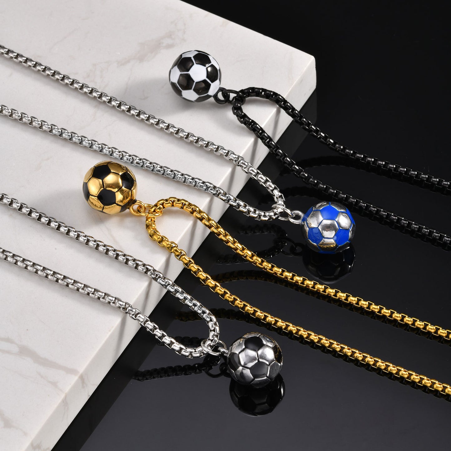 Planderful Stainless Steel Football Necklace for Men