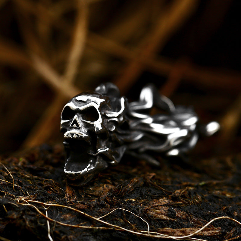 Bold Gothic Skull Titanium Steel Pendant - Retro Men's Ghost Head Jewelry