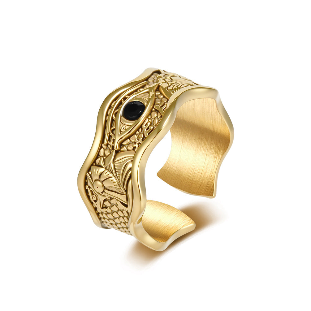 Eye of Horus Anubis Vintage Stainless Steel Ring