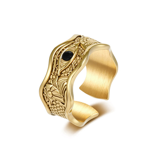 Eye of Horus Anubis Vintage Stainless Steel Ring