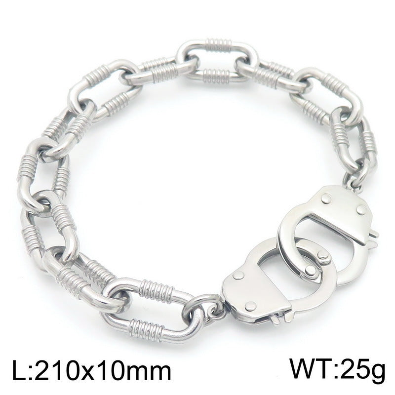 Mens Titanium Steel Bracelet Planderful Skull Buckle Bold