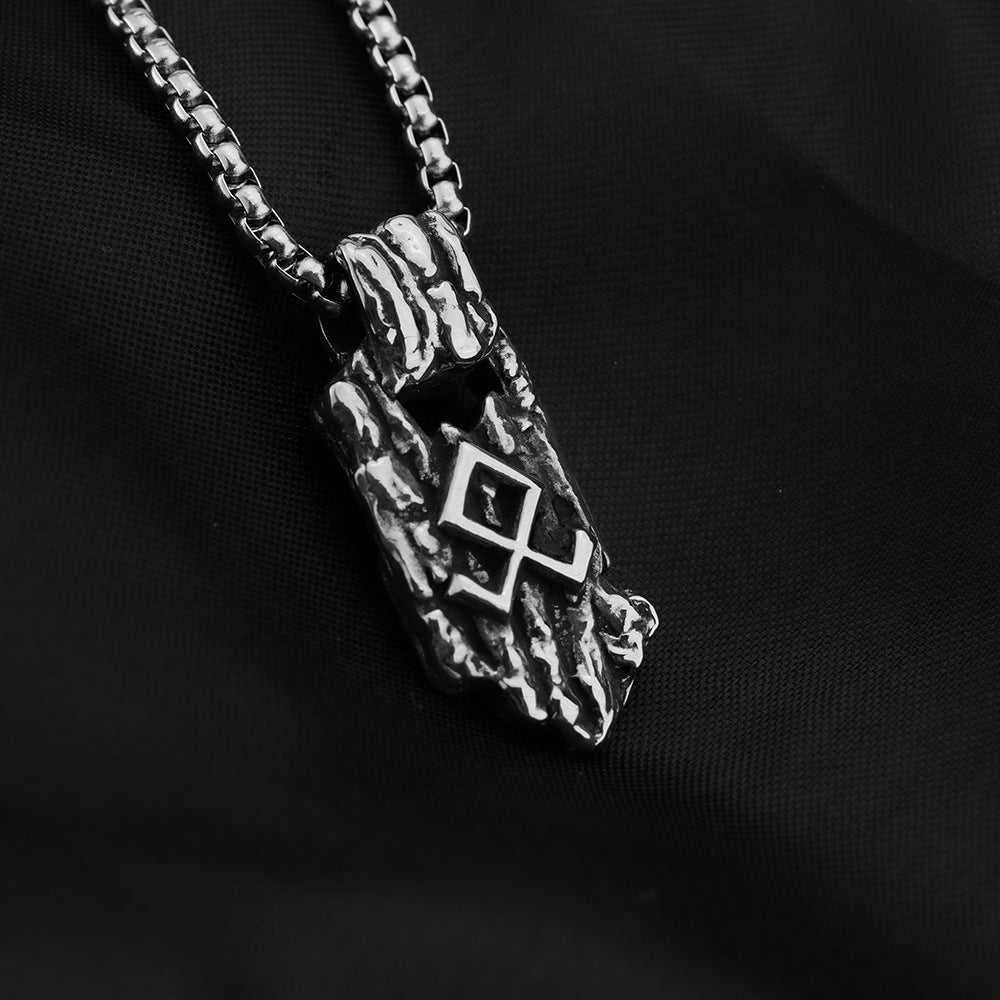 Vintage Nordic Men's Stainless Steel Viking Rune Pendant