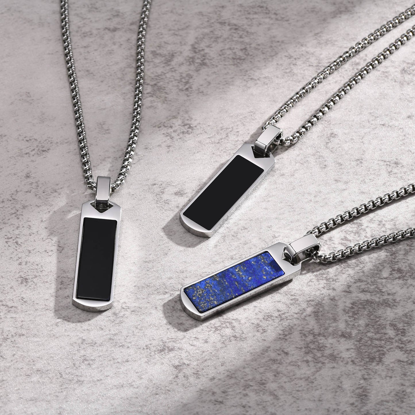 Men's Fashion Stainless Steel Lapis Lazuli Pendant for Men