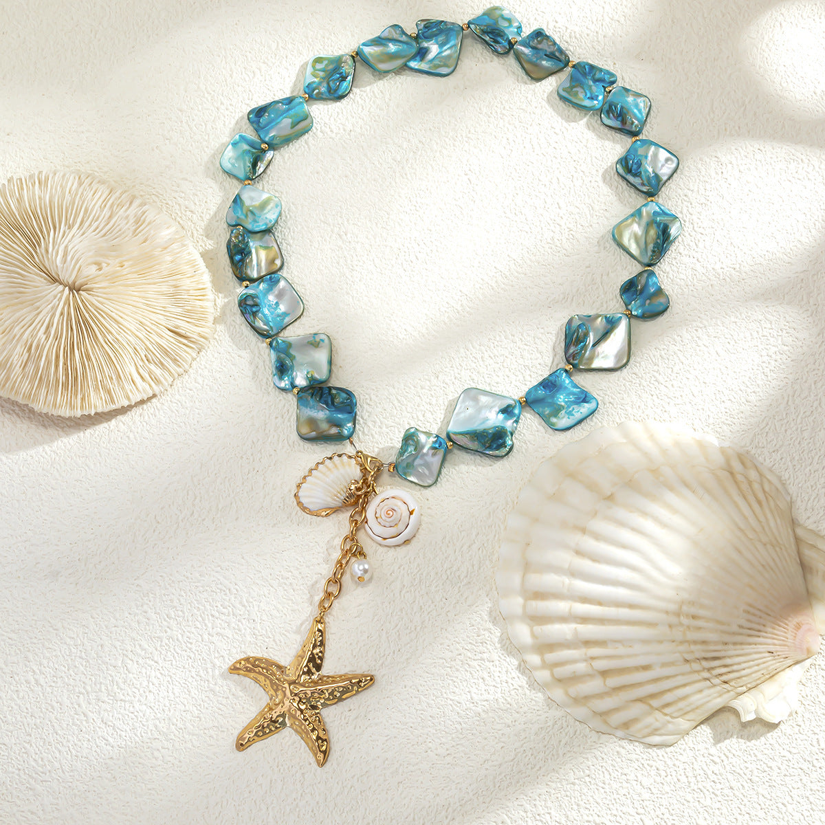 Ocean Wind Shell Piece Starfish Necklace Vacation Irregular Necklace