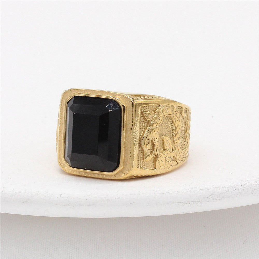 Titanium Steel Ring With Zircon Double Snake Unisex Retro Statement By Planderful Everyday Genie