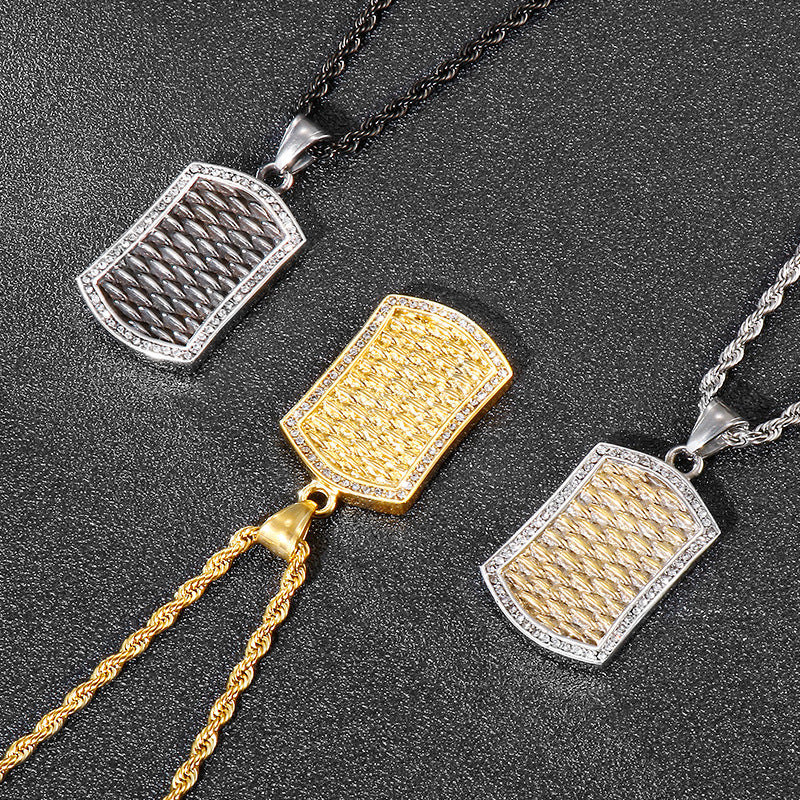 Titanium Steel Zircon Men's Pendant with a Bold Punk Army Vibe