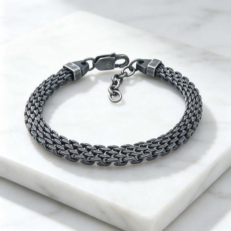 Mesh Chain Bracelet Cut Woven Chain Including Extension Chain Stainless Steel Unisex